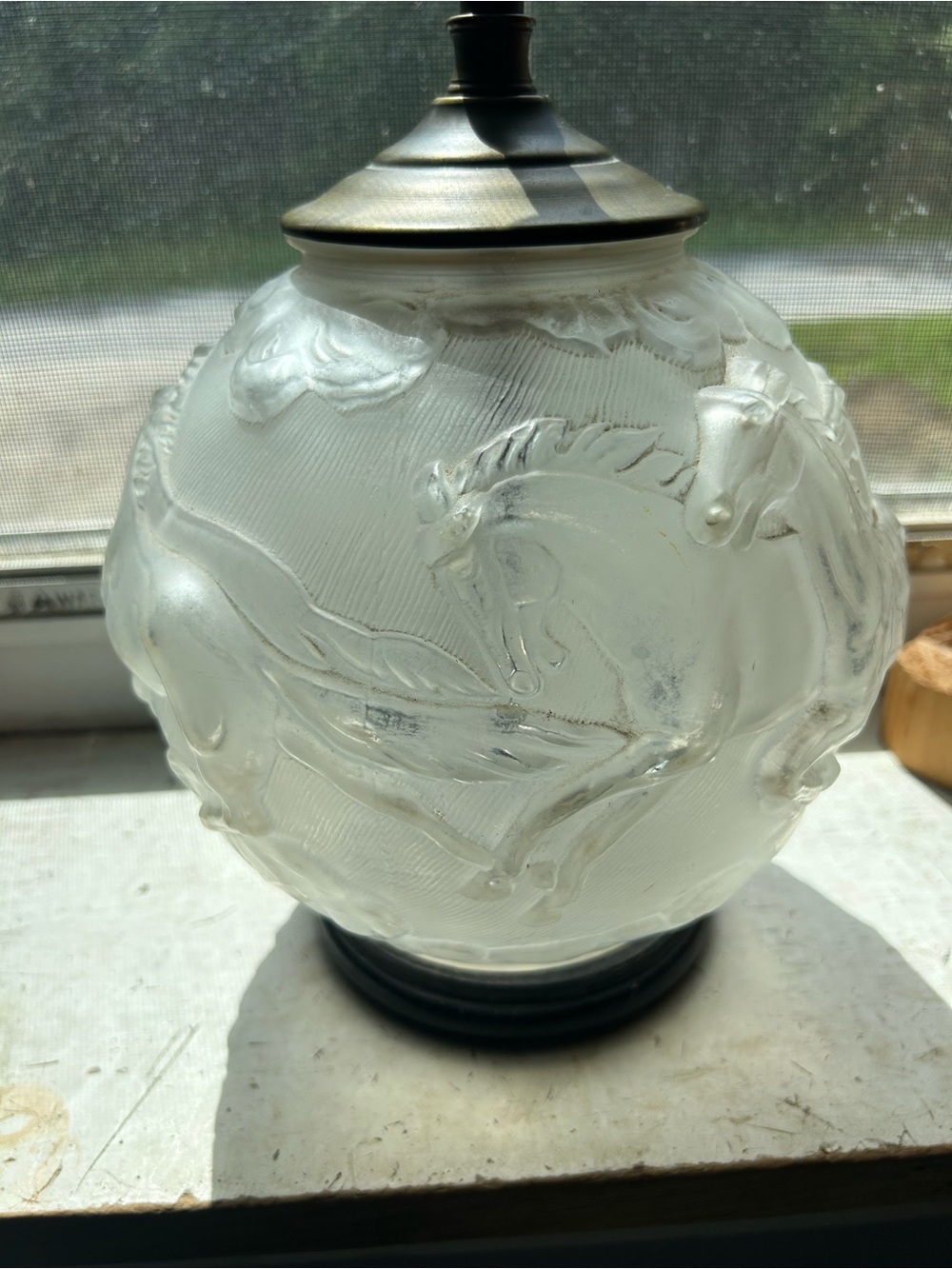 Antique Frosted Glass Horse Lamp- Karl Zentner - Picture 6 of 13